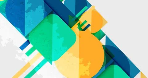 Squares, circles and triangles and grainy noisy texture. Vector Illustration For 库存插图