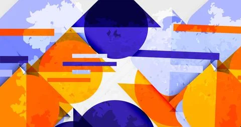 Squares, circles and triangles and grainy noisy texture. Vector Illustration For Illustrazione stock
