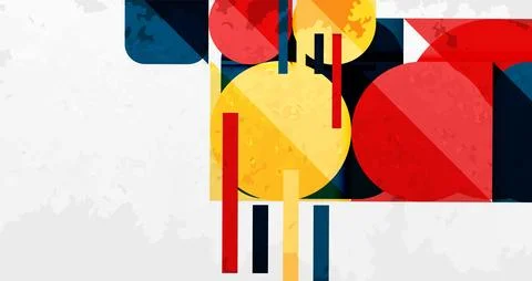 Squares, circles and triangles and grainy noisy texture. Vector Illustration For Illustrazione stock