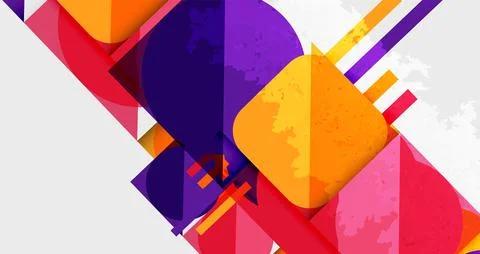Squares, circles and triangles and grainy noisy texture. Vector Illustration For Illustrazione stock
