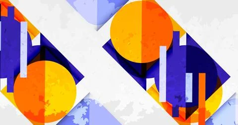 Squares, circles and triangles and grainy noisy texture. Vector Illustration For Illustrazione stock