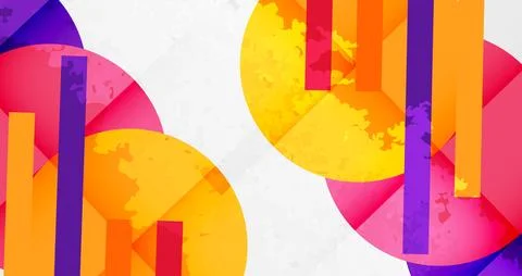 Squares, circles and triangles and grainy noisy texture. Vector Illustration For Illustrazione stock
