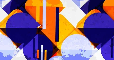 Squares, circles and triangles and grainy noisy texture. Vector Illustration For Illustrazione stock