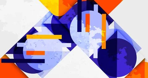 Squares, circles and triangles and grainy noisy texture. Vector Illustration For Ilustración de archivo