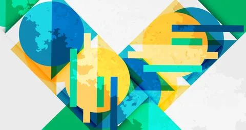 Squares, circles and triangles and grainy noisy texture. Vector Illustration For Ilustración de archivo