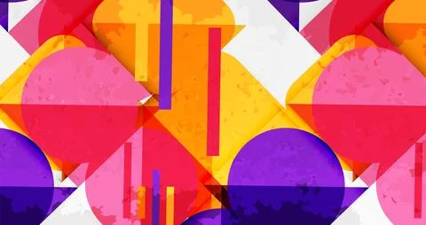 Squares, circles and triangles and grainy noisy texture. Vector Illustration For イラスト素材