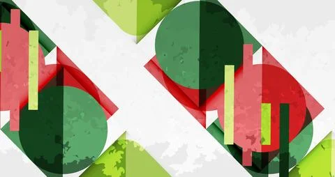 Squares, circles and triangles and grainy noisy texture. Vector Illustration For 스톡 일러스트