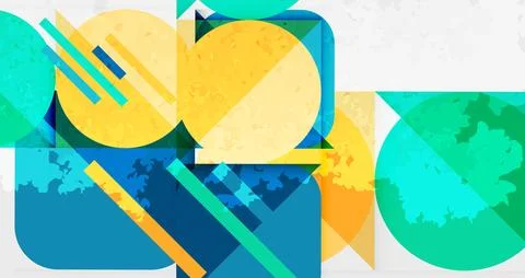 Squares, circles and triangles and grainy noisy texture. Vector Illustration For Stock Illustration