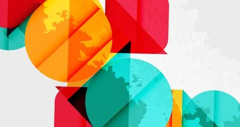 Squares, circles and triangles and grainy noisy texture. Vector Illustration For イラスト素材