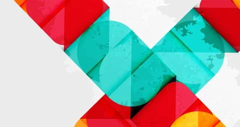 Squares, circles and triangles and grainy noisy texture. Vector Illustration For Illustrazione stock