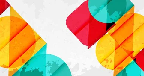 Squares, circles and triangles and grainy noisy texture. Vector Illustration For Illustrazione stock