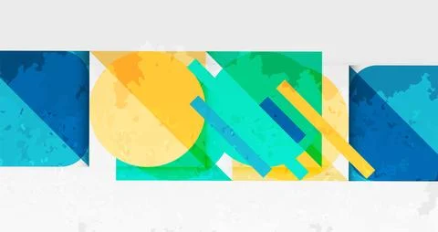 Squares, circles and triangles and grainy noisy texture. Vector Illustratio.. Illustrazione stock
