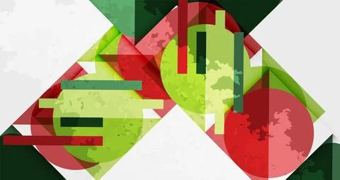 Squares, circles and triangles and grainy noisy texture. Vector Illustratio.. Stock Illustration