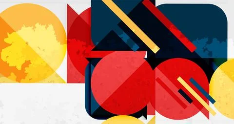 Squares, circles and triangles and grainy noisy texture. Vector Illustratio.. Stock Illustration