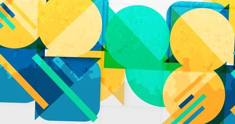 Squares, circles and triangles and grainy noisy texture. Vector Illustratio.. Stock Illustration