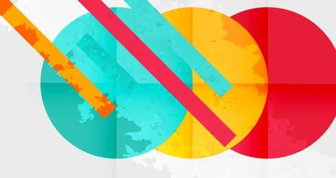 Squares, circles and triangles and grainy noisy texture. Vector Illustratio.. Stock Illustration
