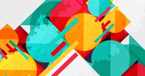 Squares, circles and triangles and grainy noisy texture. Vector Illustratio.. イラスト素材