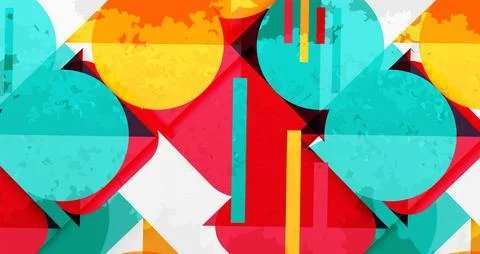 Squares, circles and triangles and grainy noisy texture. Vector Illustratio.. Stock Illustration