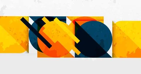 Squares, circles and triangles and grainy noisy texture. Vector Illustratio.. Stock Illustration