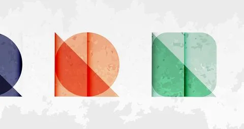 Squares, circles and triangles and grainy noisy texture. Vector Illustratio.. Illustrazione stock