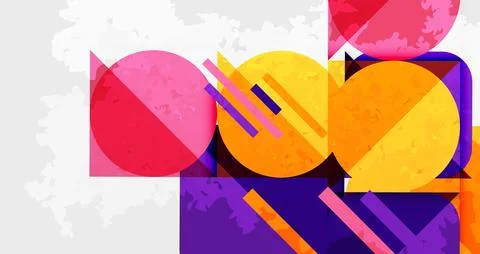 Squares, circles and triangles and grainy noisy texture. Vector Illustratio.. Illustrazione stock