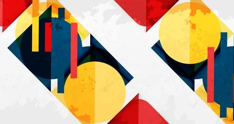 Squares, circles and triangles and grainy noisy texture. Vector Illustratio.. Stock Illustration