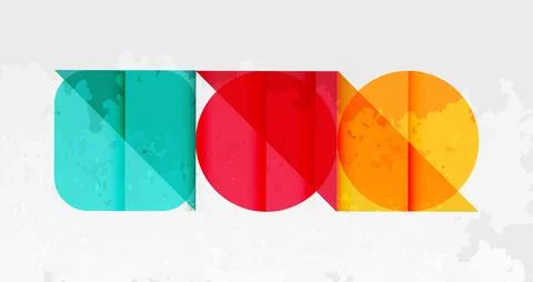 Squares, circles and triangles and grainy noisy texture. Vector Illustration For Illustrazione stock