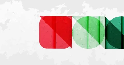 Squares, circles and triangles and grainy noisy texture. Vector Illustration For イラスト素材