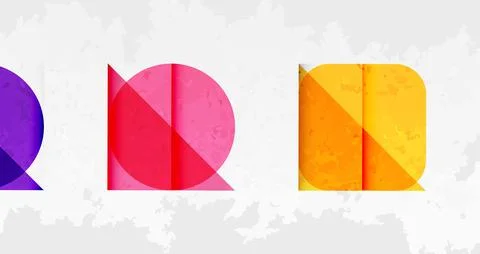 Squares, circles and triangles and grainy noisy texture. Vector Illustration For 库存插图