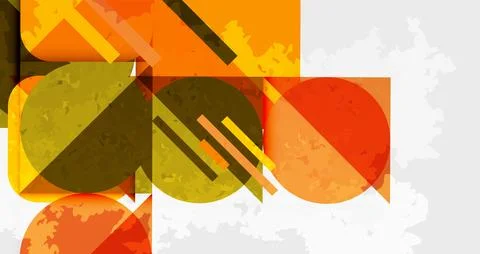 Squares, circles and triangles and grainy noisy texture. Vector Illustration For イラスト素材