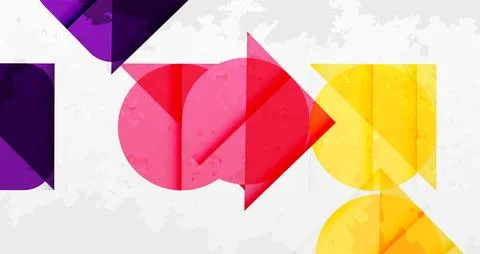 Squares, circles and triangles and grainy noisy texture. Vector Illustration For Illustrazione stock