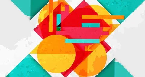 Squares, circles and triangles and grainy noisy texture. Vector Illustration For Stock Illustration