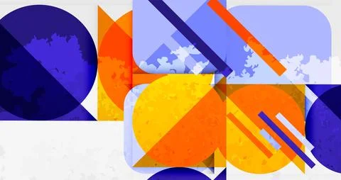 Squares, circles and triangles and grainy noisy texture. Vector Illustration For Stock Illustration