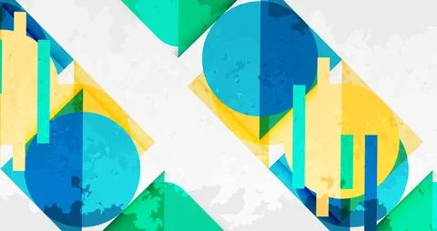 Squares, circles and triangles and grainy noisy texture. Vector Illustration For Illustrazione stock