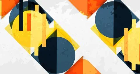 Squares, circles and triangles and grainy noisy texture. Vector Illustration For イラスト素材
