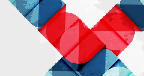 Squares, circles and triangles and grainy noisy texture. Vector Illustration For Illustrazione stock