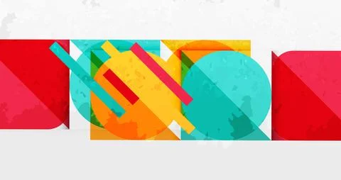Squares, circles and triangles and grainy noisy texture. Vector Illustratio.. Stock Illustration
