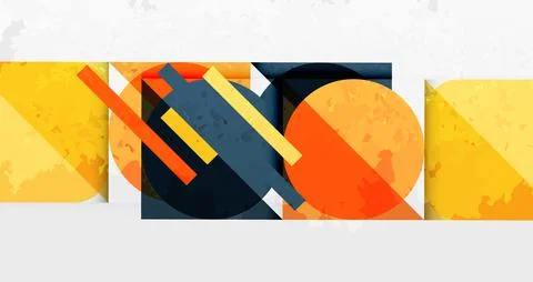 Squares, circles and triangles and grainy noisy texture. Vector Illustratio.. イラスト素材