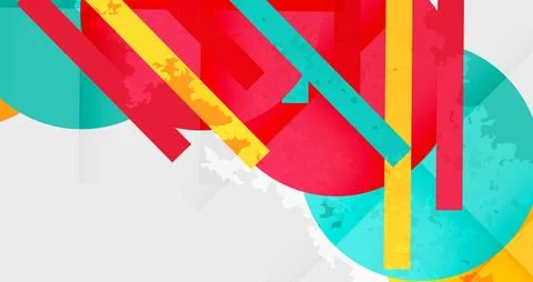 Squares, circles and triangles and grainy noisy texture. Vector Illustratio.. イラスト素材