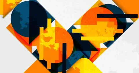 Squares, circles and triangles and grainy noisy texture. Vector Illustratio.. イラスト素材