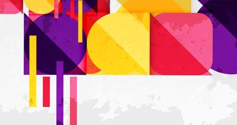 Squares, circles and triangles and grainy noisy texture. Vector Illustratio.. Illustrazione stock