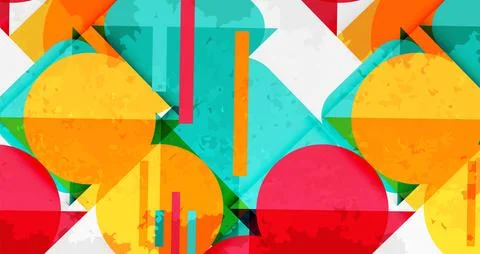 Squares, circles and triangles and grainy noisy texture. Vector Illustration For Stock Illustration
