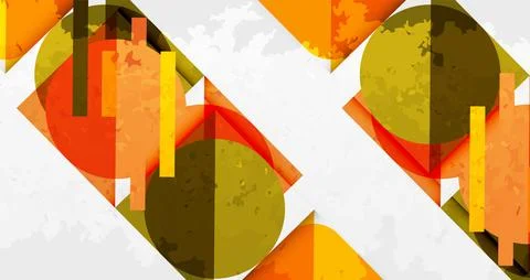 Squares, circles and triangles and grainy noisy texture. Vector Illustration For Stock Illustration