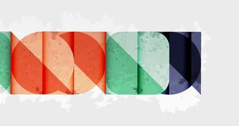 Squares, circles and triangles and grainy noisy texture. Vector Illustration For 스톡 일러스트