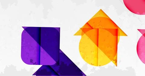 Squares, circles and triangles and grainy noisy texture. Vector Illustration For Illustrazione stock