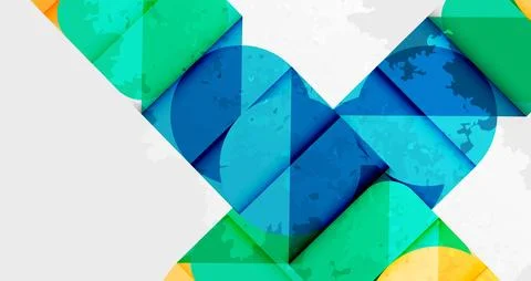 Squares, circles and triangles and grainy noisy texture. Vector Illustration For Illustrazione stock