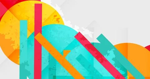 Squares, circles and triangles and grainy noisy texture. Vector Illustration For Illustrazione stock