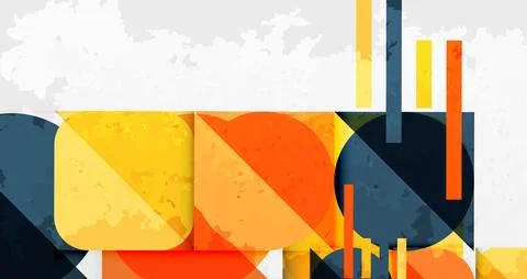 Squares, circles and triangles and grainy noisy texture. Vector Illustration For 스톡 일러스트