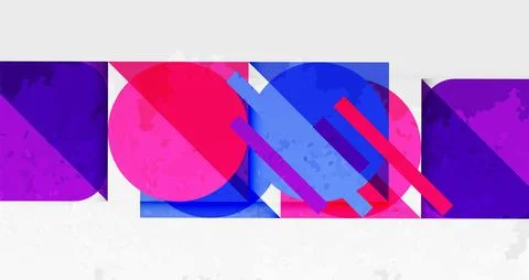 Squares, circles and triangles and grainy noisy texture. Vector Illustration For 库存插图