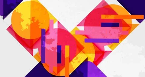 Squares, circles and triangles and grainy noisy texture. Vector Illustration For Stock Illustration